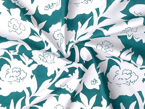 Image of Elastic Fitted Bedsheet with 2 King Size Pillow Covers, Double Bed, All Around Elastic, Floral, 72x78x8 Inches (Green Flower, Double