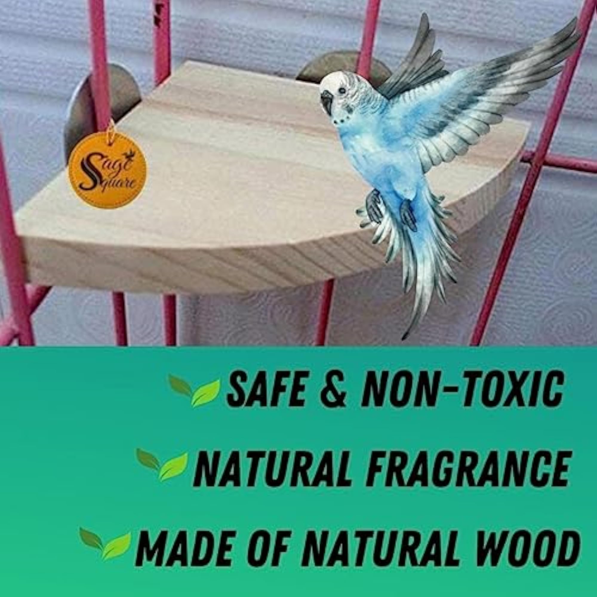 Natural Wood Quarter Platform for Birds, 4 Inches