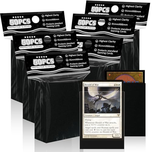 Black Card Sleeves Fit for MTG, 300 Pack Perfect Fit Standard Card Sleeves for Trading Cards Sports Cards Baseball Cards TCG, Sturdy and Nice Shuffling Black Card Sleeves Fit for MTG, 300 Pack Perfect Fit Standard Card Sleeves for Trading Cards Sports Cards Baseball Cards TCG, Sturdy and Nice Shuffling
