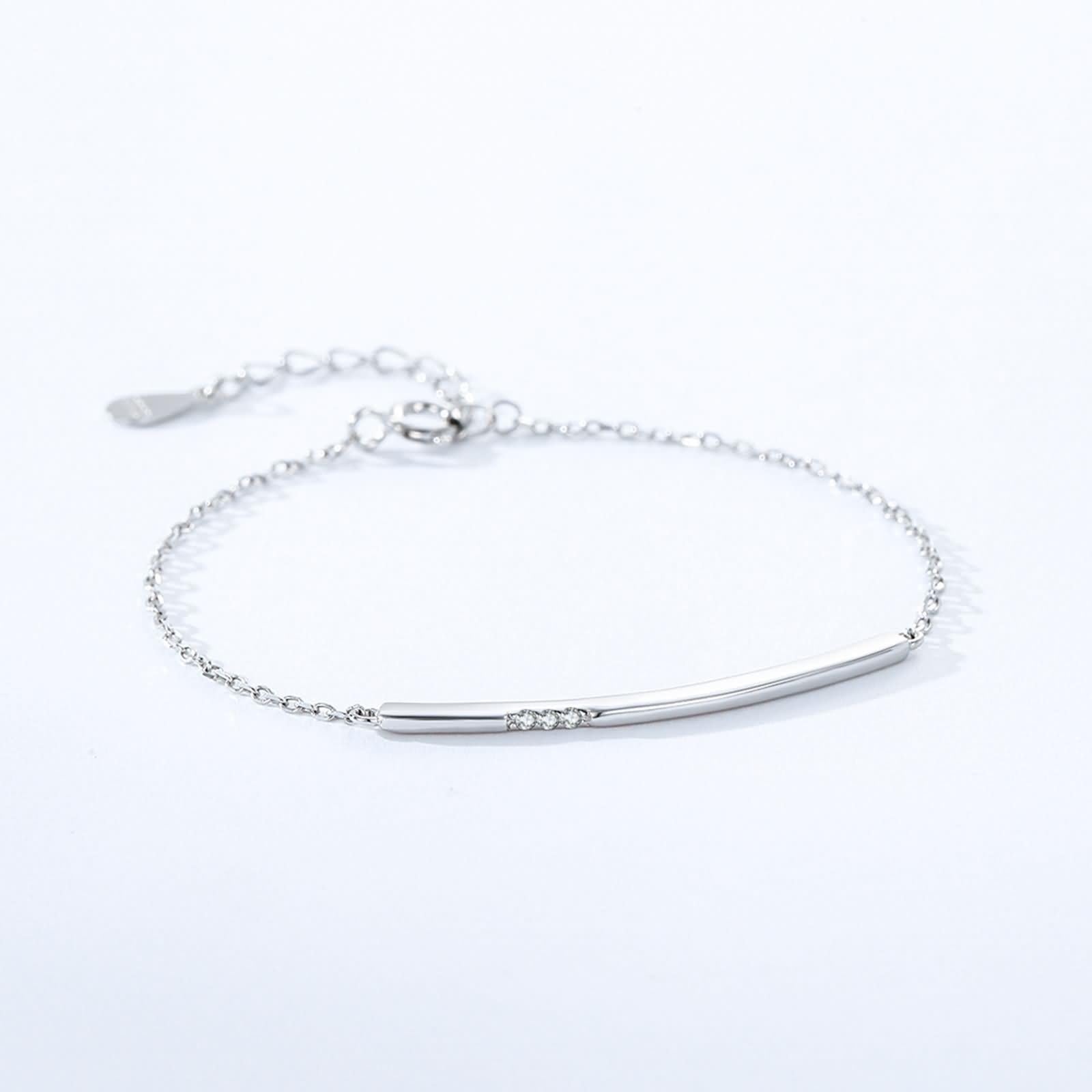 Pulsera de cadena para mujer, pulseras rectangulares con diamantes de oro blanco, regalo para mujer
