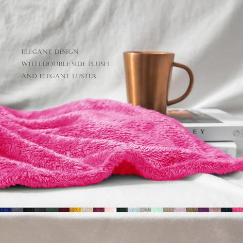 Image of Exclusivo Mezcla Plush Fuzzy Fleece Throw Blanket Extra Large, Super Soft, Fluffy and Warm Blankets for Couch, Bed, All Season (Hot Pink, 50x70 inches)