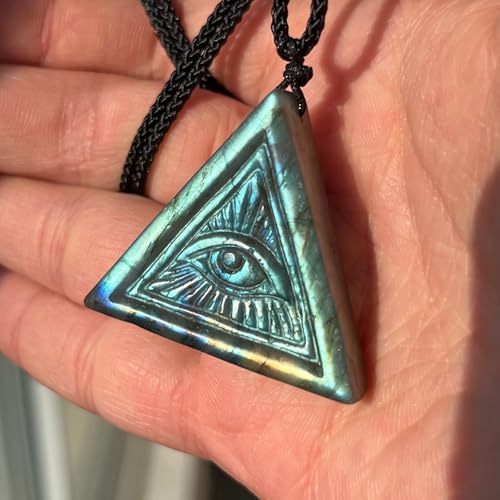 BAOHEN Labradorite Necklace Pendant Devil's Eye Adjustable Length, Jewelry DIY, Office Desk Decor, Living Room Decor, Prayer Meditation Prop, Good Luck Birthday Gifts for Men,Women3