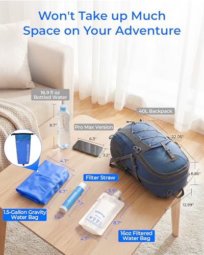 Image of Waterdrop Water Filter Straw with Gravity Water Bag, Portable Camping Filtration System, Drinking Water Purifier for Emergency Hiking Travel Backpacking