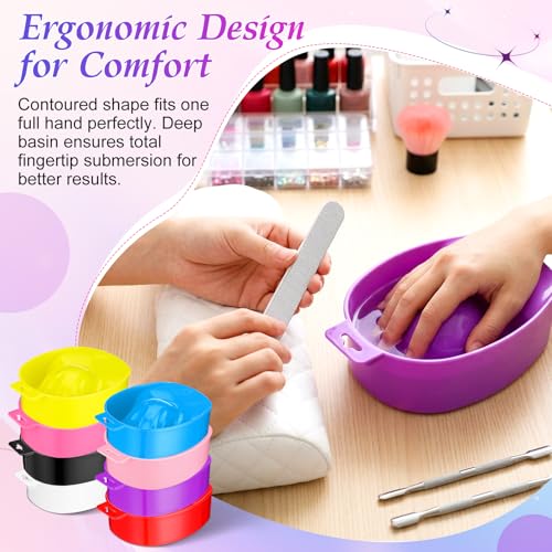 Image of Nail Soaking Bowl Acetone Proof, 8PCS Nail Polish Powder Removal Tray Manicure Bowl Soaker Set for Art Fake Polishing Remover Treatment, Manicure Soaking Tool
