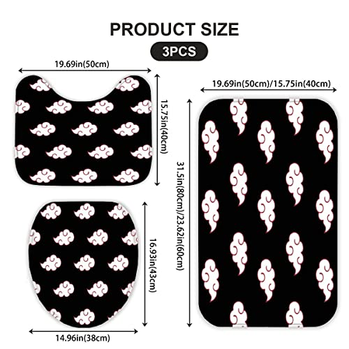 AOLIGL Badematte Die Wolken Schwarz Badematten Set rutschfest Waschbar Badgarnitur 3teilig - WC Deckelbezug U-förmigen… – Bild 3