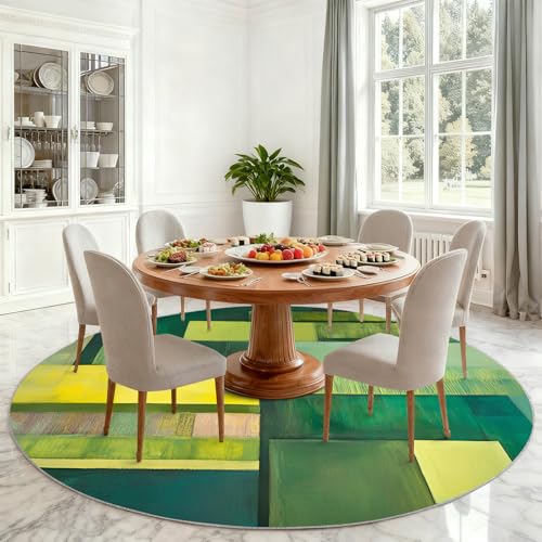 Tapis rond géométrique sous table basse pour valoriser votre salon moderne