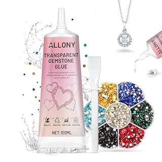 Allony Colla Strass e Gioielli su Tessuto, 7 Colori Termoadesivi Diamanti, Resistente ai Lavaggi, Progetti Artistici e Artigianato, 100ml