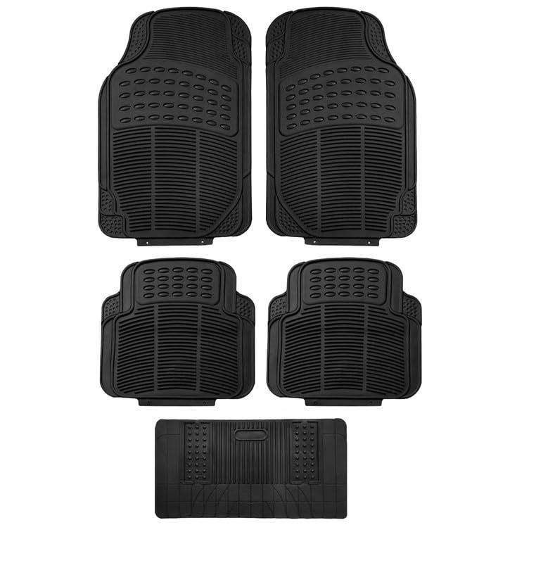 SHOPONE Rubber Car Foot MatBlack Color Set of 5 | Durable & Waterproof | Rubber Washable Floor Foot Mats Clean for Nuvo Sport