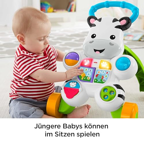 Fisher-Price Lern mit mir - Zebra Lauflernwagen, musikalisches Aktivitäts- und Gehspielzeug mit Lerninhalten, ab 6 Monaten, Deutsche Version, Reduzierte Verpackung, HBW56