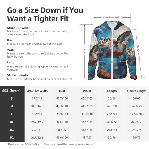 UPF 50+ Sun Protection Hoodie Long Sleeve Sea Turtle Dolphin Fish Sun Shirt Rash Guard Fishing Shirts for Men2