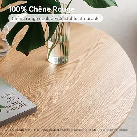 Solid Wood Nesting Table, Modern Oval Coffee Table and Side Table, Pebble Shape Living Room Table Set with Stable Triangle Base for Living Room, Bedroom, Balcony or Office (Oak, Natural Wood Tone)