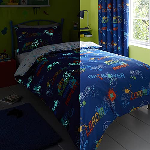 Image of Bedlam - Game Glow - Childrens Glow in the Dark Duvet Cover Set - Double Bed Size in Multi