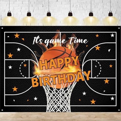 Basketball Birthday Banner & Photo Backdrop for Kids