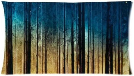 Blue Nebula Galaxy Space Forest Trees Custom Rectangle Bed Pillow Cases 20x36 (Twin sides)