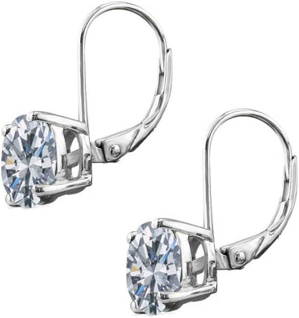 Savlano Rhodium Plated 7MM Solitaire Cubic Zirconia Leverback Round Cut Drop Earrings – Dangle Earrings for Women Comes with Savlano Gift Box - Image 3