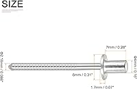 Vista 2 de Remaches ciegos de 0.157 in x 0.276 in (DxL) - Paquete de 100 - Bueno para unión de maquinaria - Remache de extremo cerrado de cúpula de acero