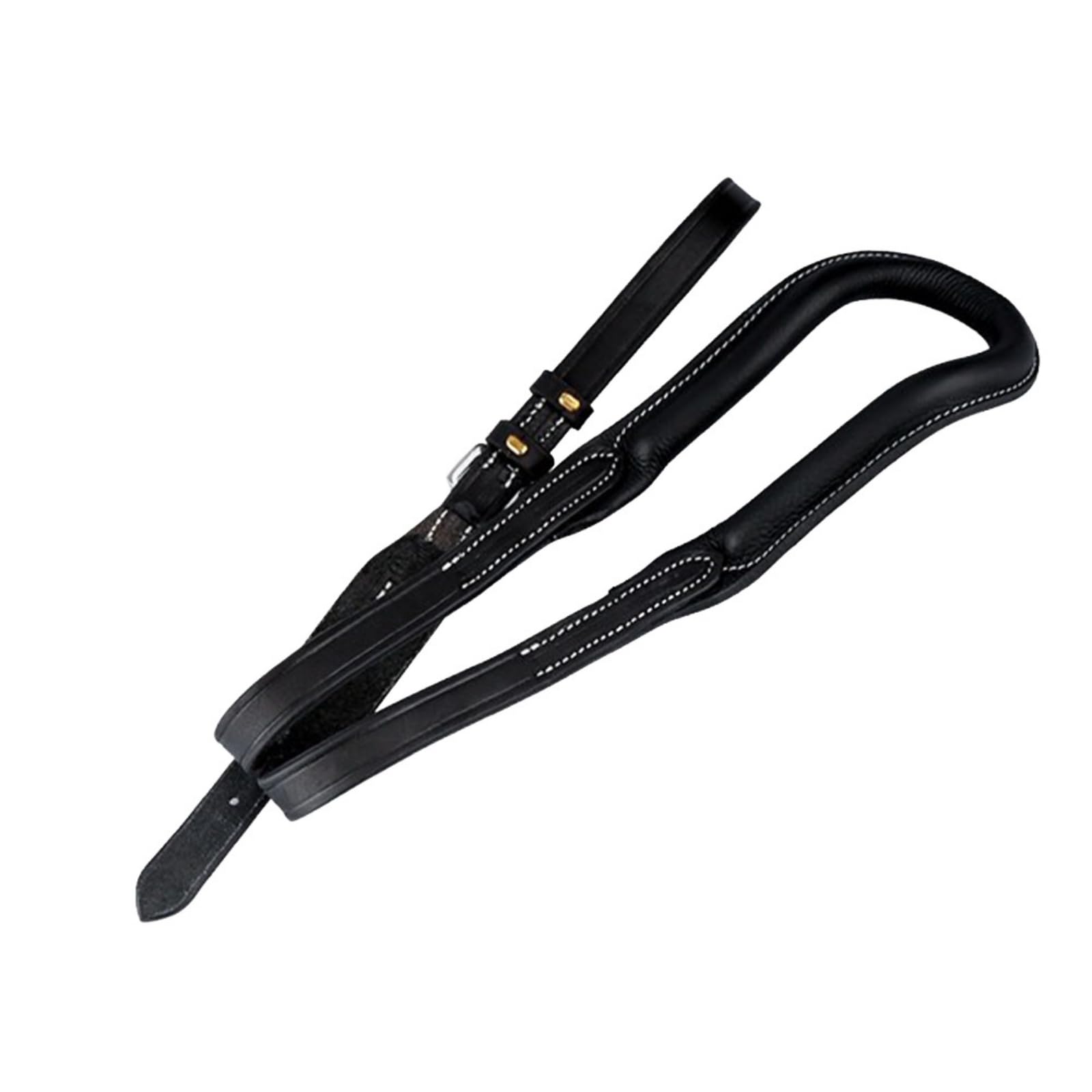 kowaku Cinturino da Selleria con Fibbia Cuciture Bianche Cinturino Regolabile in Pelle Presa Stabile Attrezzatura Equestre , Nero , L