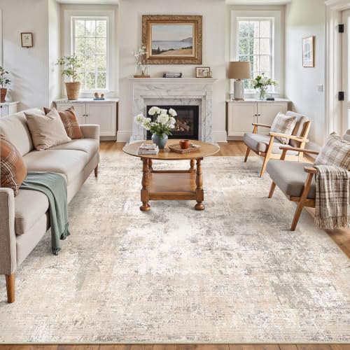 WondRg 8x10 Beige Grey Abstract Area Rug