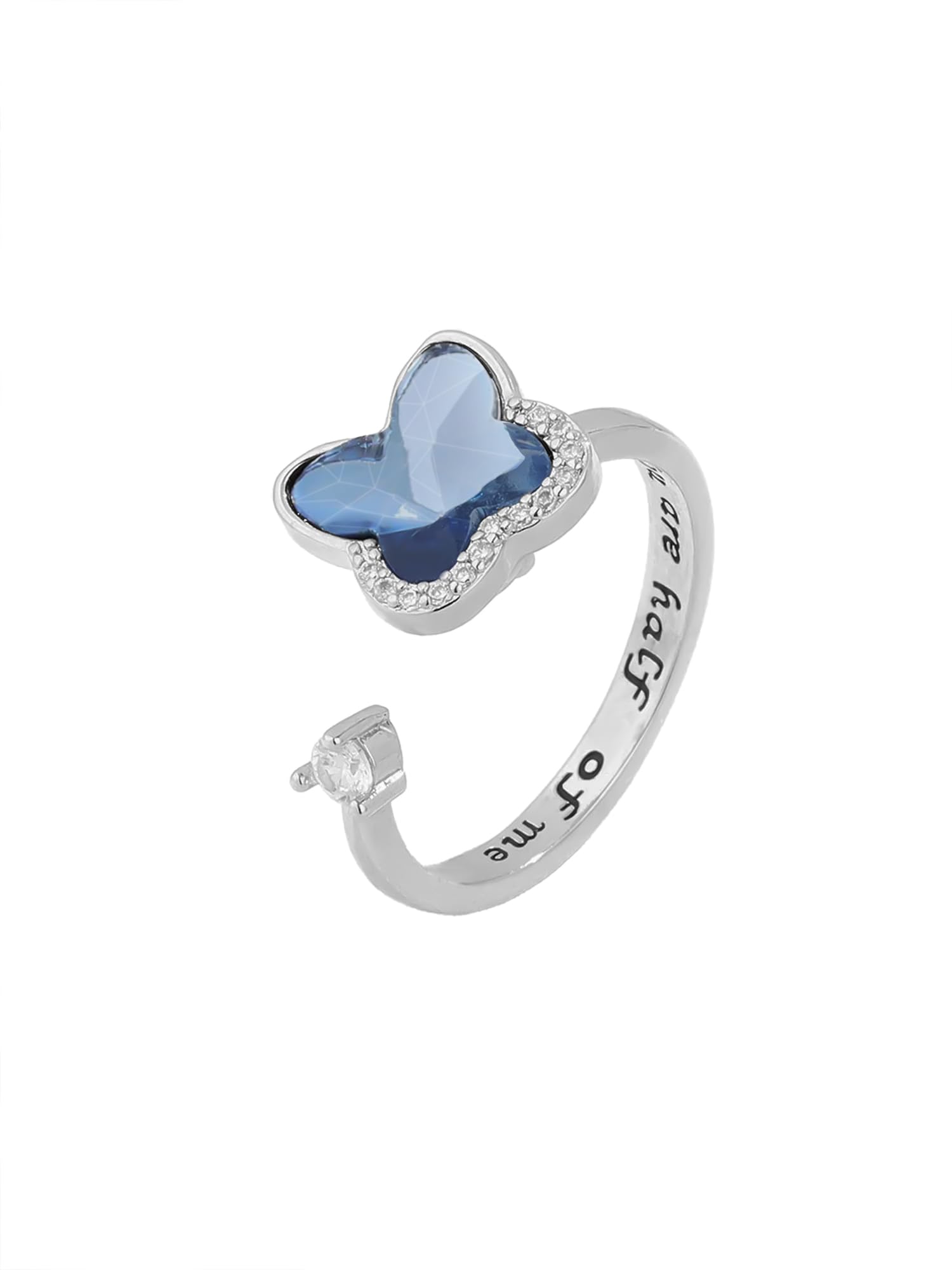 Yellow Chimes Crystal Rings For Women | Fashion Adjustable Blue Rings Cubic Zircon Crystal Ring | Butterfly Shaped Rotating Finger Ring for Girls | Birthday Gift For Girls Anniversary Gift for Wife (B0D9LGK6V9) Amazon Price History, Amazon Price Tracker