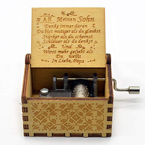 Micteney Reloj de música para papá/padre a hijo en alemán, You Are My Sunshine de madera Cover