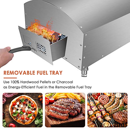 VAYOTOY Pizzaofen Outdoor, Holzpellet angeheizter Pizza Ofen mit Grillnetz & Griff, Pizza-Backofen 12-Zoll-Pizzascheilen für Garten, Outdoor & Camping, Pellets, Kohle und Briketts Geeignet – Bild 4