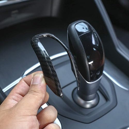 Miniatura 1 de Para Alfa Romeo Giulia Stelvio 2017-2019 Cubierta de la cabeza de cambio de engranajes de plástico ABS negro carbón Accesorios de coche