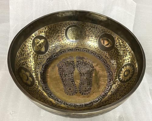 Sellinghub21 Extra Large Standing Singing Bowl - Foot Carved Singing Bowls - Sound Therapy -Meditation -Yoga Session - Big Healing Bowls (21 INCH)