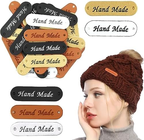 UHOMENY PU-Leder Etiketten – 50 Stück Handgefertigt, Geprägt Mit Löchern – Für Handarbeit & DIY