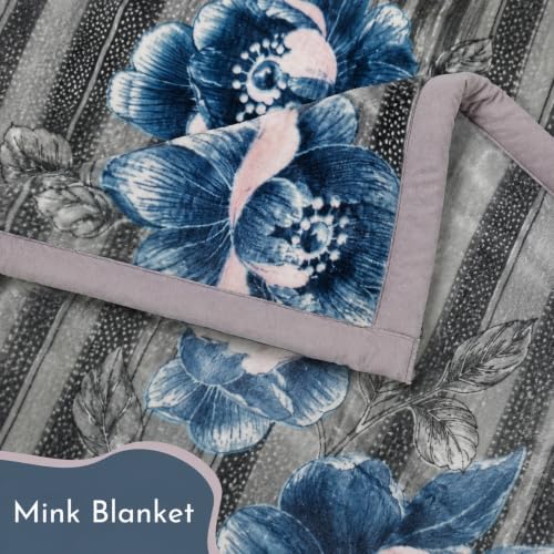 Image of Signature Special Limited Edition Super Soft Double Layered Blanket - 1100 GSM Winter Luxury - Reversible, Ultra Warm & Plush - King & Single Bed (Midnight Bloom, Double)
