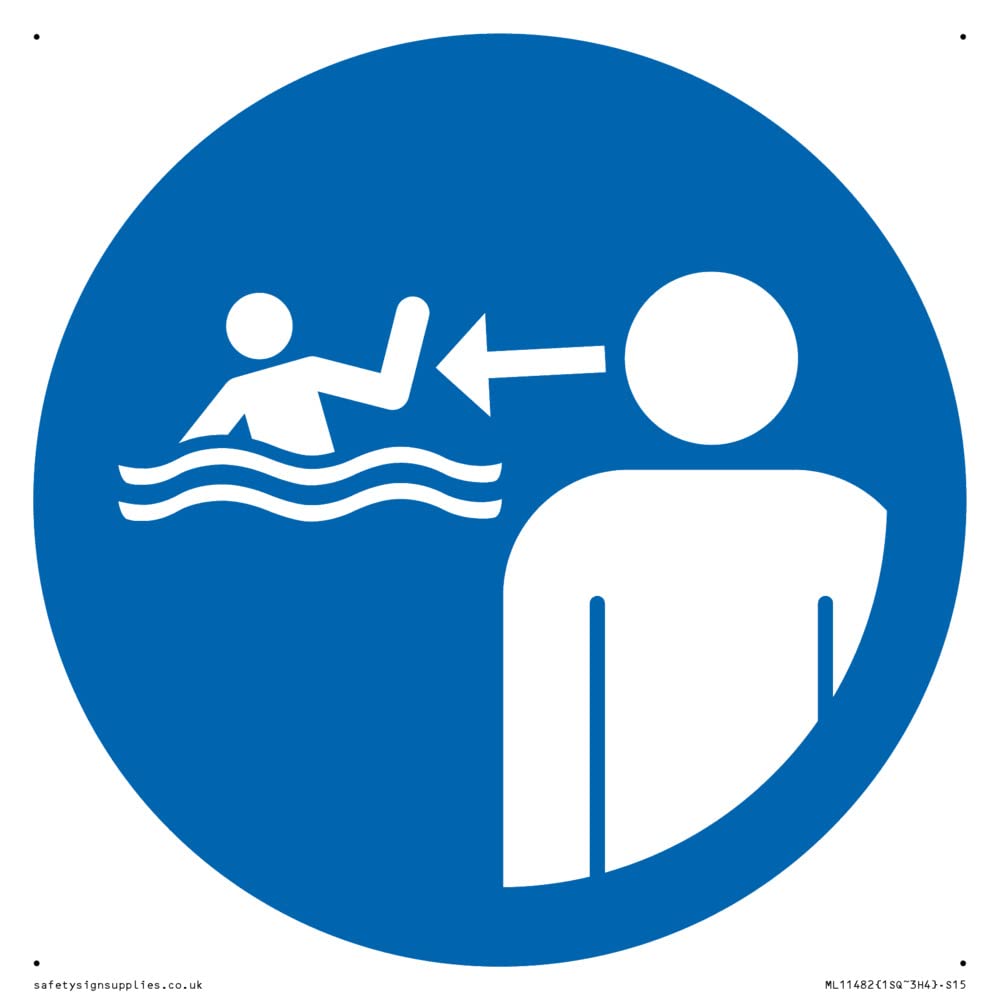 Mandatory: Keep children under supervision in the aquatic environment Sign - 150x150mm - S15, Blue/White