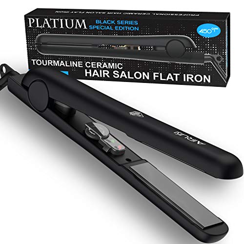 AIRUISI Ceramic Flat Iron for Hair, Professional Hair Straightener and Curler 2 in 1, 140°F~450°F Adjustable for All Hair Types, Safety Lock & Dual Voltage Perfect for Travel, 1 inch Ceramic Plates