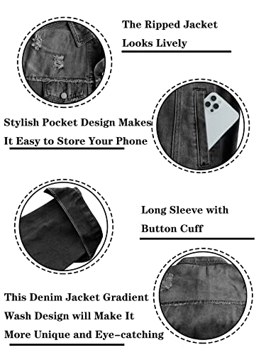 Womens Long Sleeve Washed Button Down Basic Denim Jacket With Pockets4