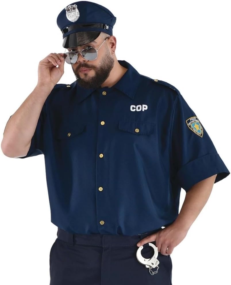 Men's Police Shirt - Comfortable Fit, Ideal for Halloween, Cosplay, Themed Events