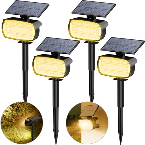 Fabrito Large Solar Spot Lights Outdoor 4 Pack, 1000 Lumens High Brightness, IP65 Waterproof Solar...