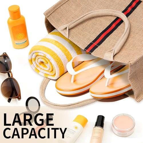 Bolso playero grande tejido de paja para mujer miniatura 5