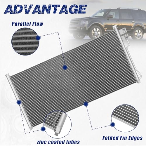 Image of Air Conditioning A /C Condenser Compatible with Ford Expedition /Lincoln Blackwood Navigator # 4879, 7-4879, CN4879PFC, 6L1Z19712AA, EU2Z19712B, FO3030138