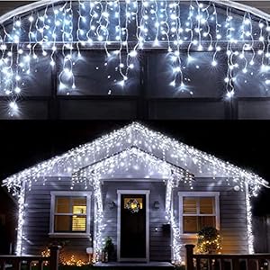 Led Christmas Lights Outdoor Christmas Decorations Hanging Light 400LED 8 Modes 75 Drops, Waterproof Outdoor Indoor Fairy Christmas Lights for Party, Holiday, Wedding, Eaves Decorations (CoolWhite)
