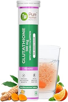 Pure Nutrition Glutathione with Vitamin C, Saffron | Anti-aging Antioxidants for Clear & Glowing Skin for Men & Women | Reduces Dark Spots & Pigmentation- 500mg 15 Effervescent Tablets, Orange Flavour