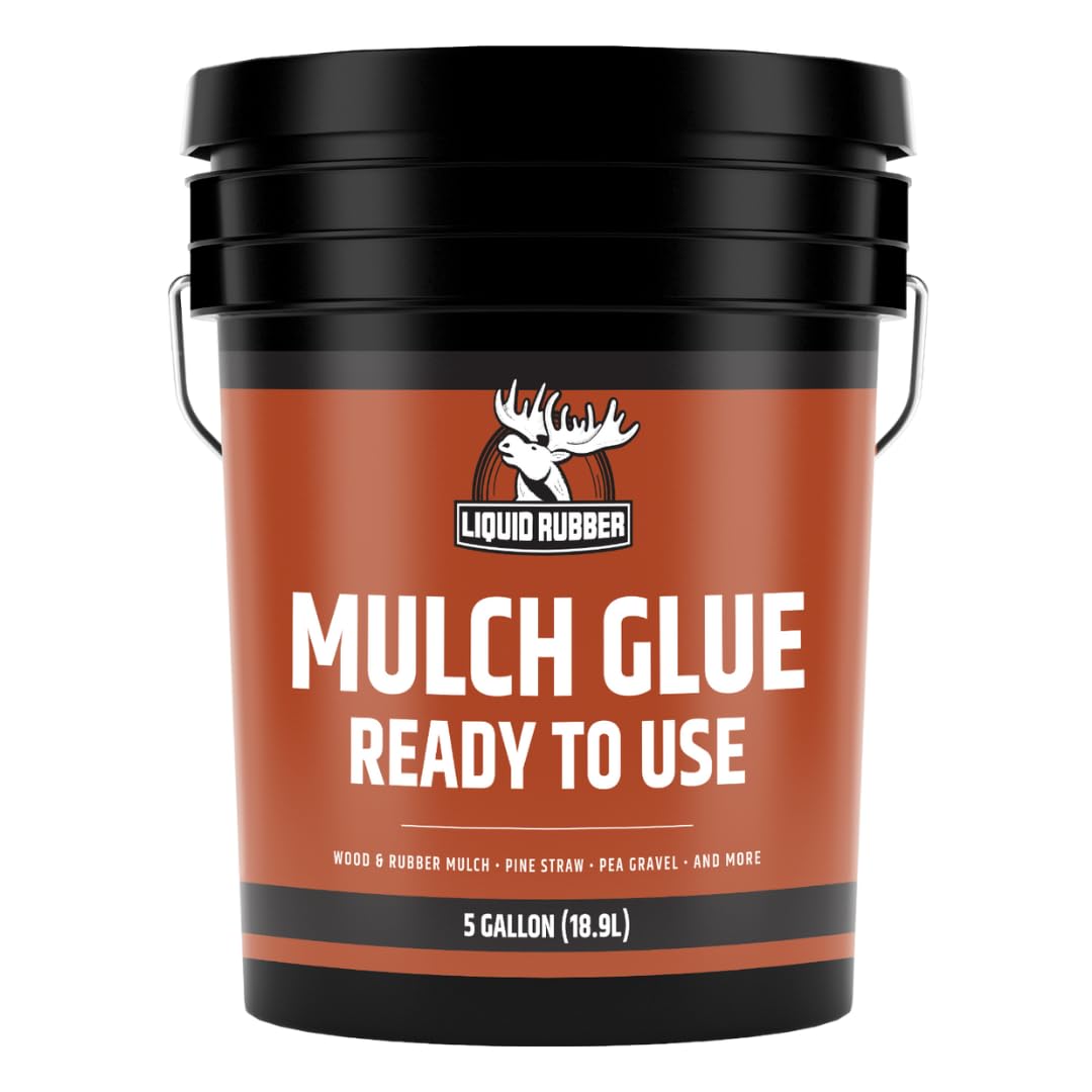 Liquid Rubber Pre-Mixed Mulch Glue - Long Lasting Bond for Landscaping and Gardens, Easy Application, Weatherproof and Durable Adhesive, 5 Gallon