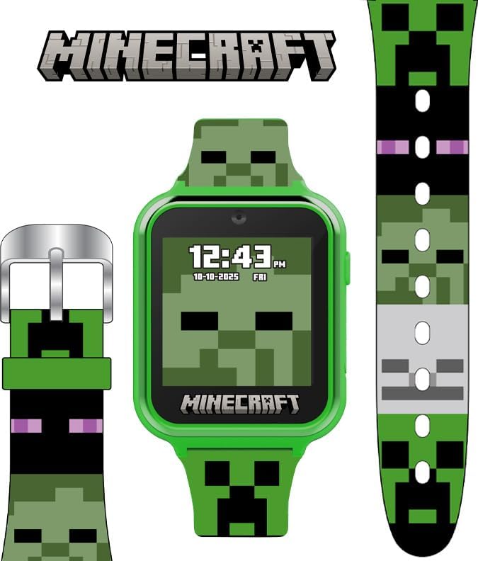Minecraft Kids Smartwatch - Interactive LED Screen Watch with 10 Custom Watch Faces, Games, Camera, Alarm, Step Tracker & More - Fun Tech Gift for Boys and Girls - Fits Wrists 5.5'' to 8.0" - Image 3