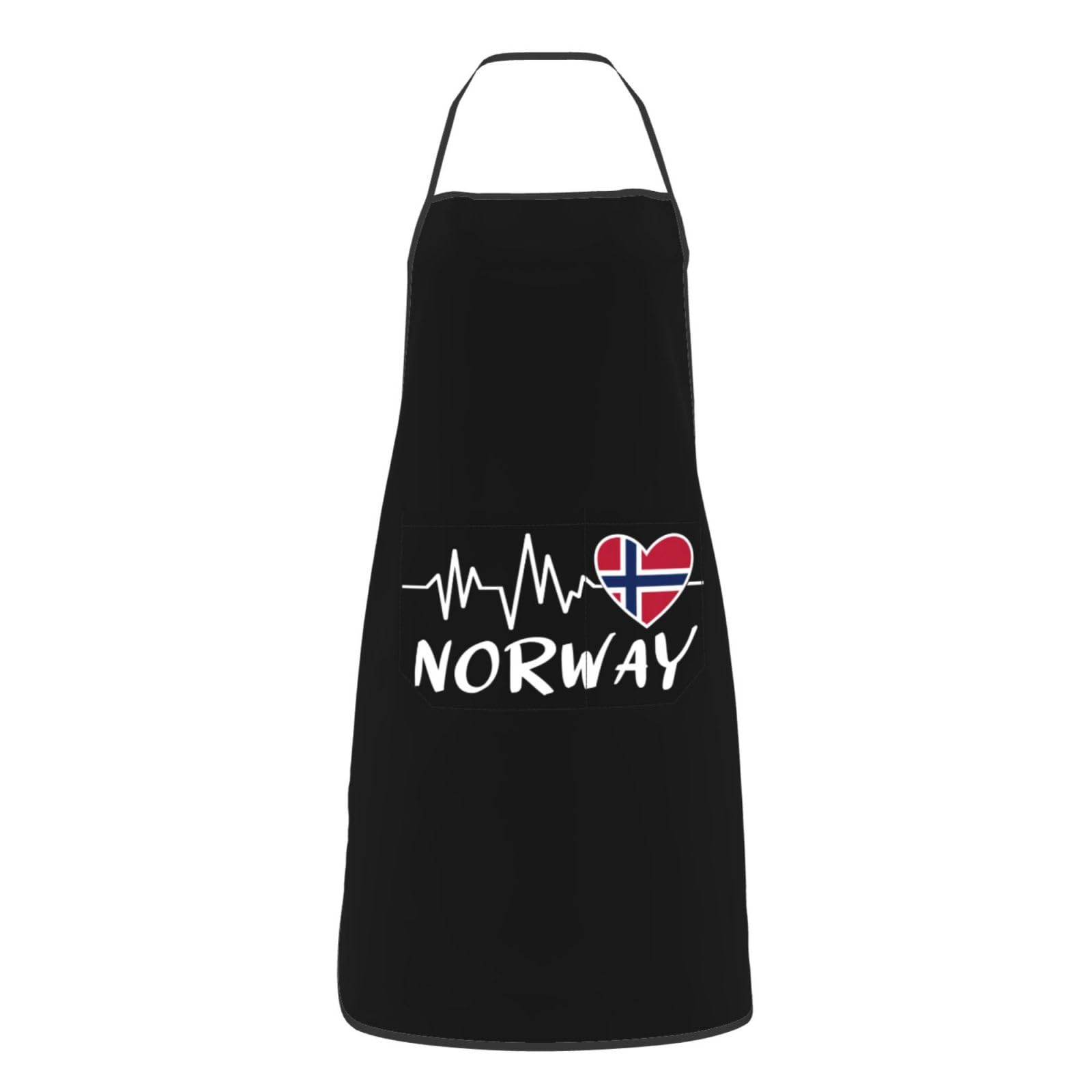 nopicsn Norway Heartbeat Apron for cooking with Pockets Women Men Kitchen Chef Funny Aprons
