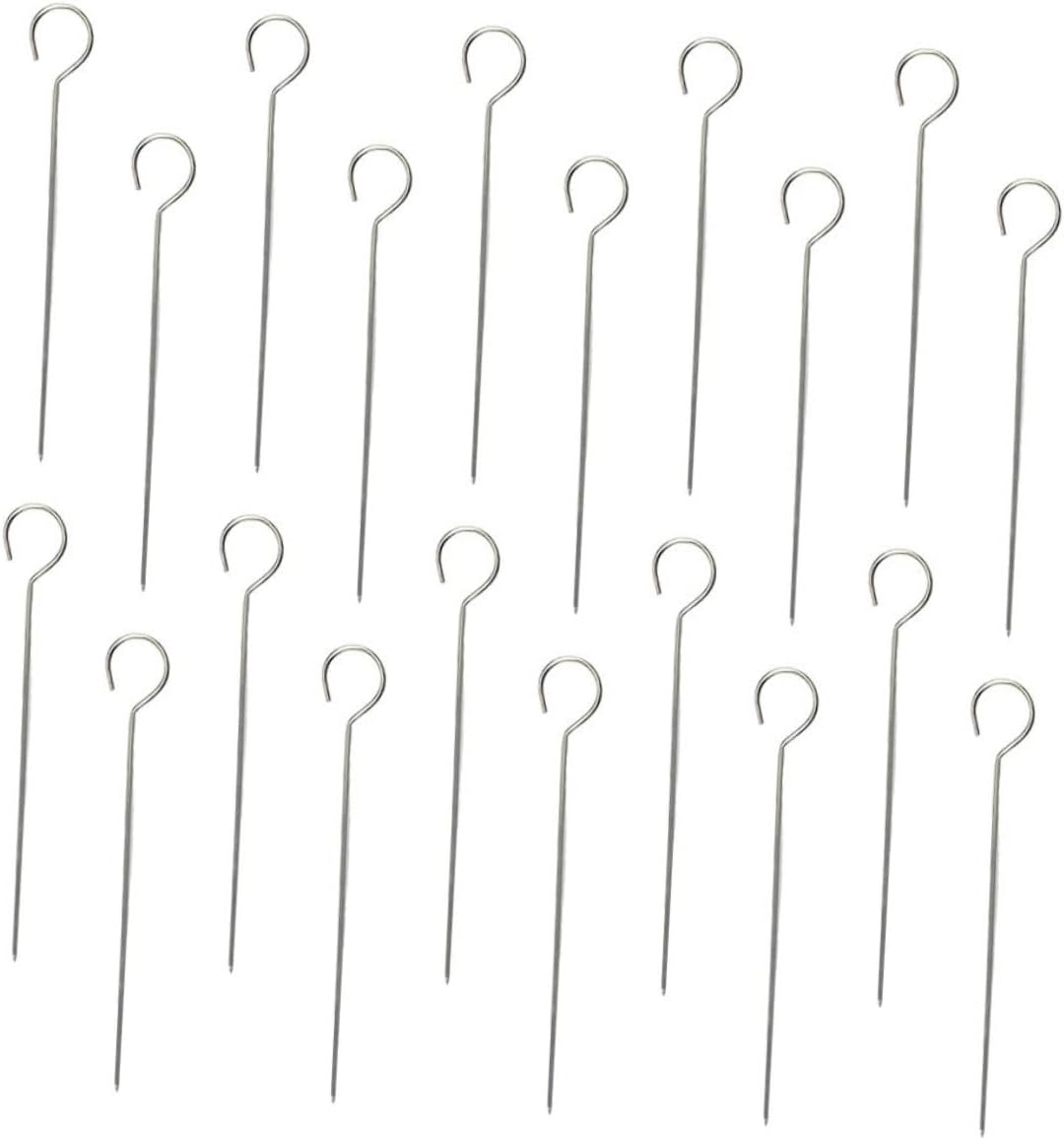 Happyyami 100 Pcs Stainless Steel Goose Tail Needle Stainless Steel Skewers Bbq Skewers Skewers Chicken Meat Skewers Corn Cob Holders Grill Skewers Flat Barbecue Sticks Roast