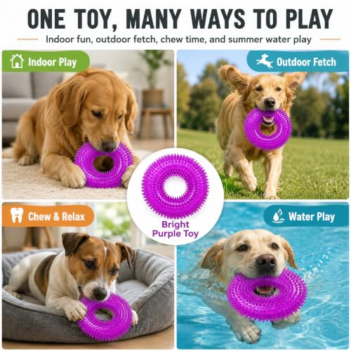 Image of Squeaky Dog Toys for Aggressive Chewers, Floating Donut Ring for Large Dogs