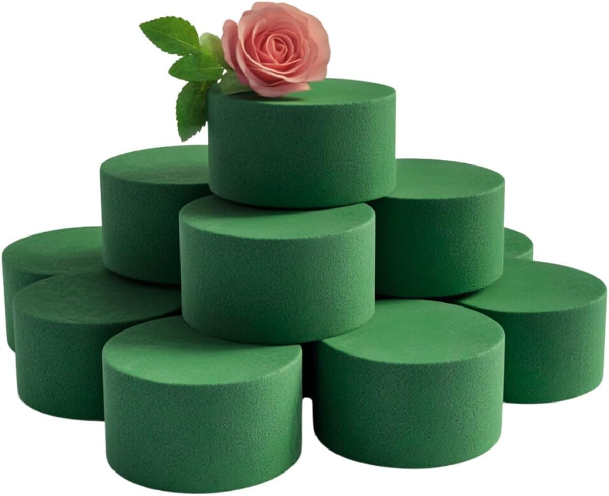 12 Pcs Cylinder Floral Foam Wet Round 8x5 cm | Ideal Flower foam Block for Room Decor, Floristry Display & Designs | Perfect for Wedding Decor & Funeral Arrangements | Flower Arranging Accessories.