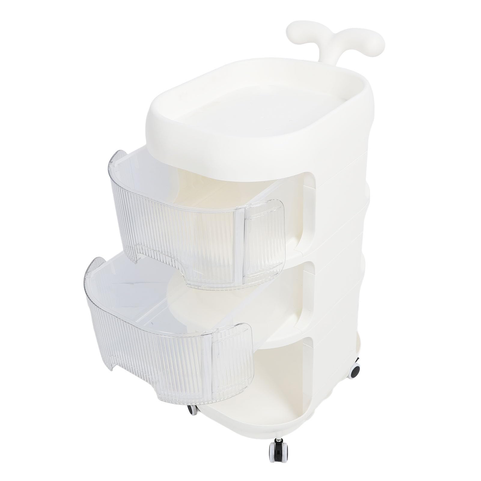 Carrito de Almacenamiento para Bebés, Carrito Utilitario Plegable con Diseño Móvil, Organizador de Artículos Esenciales para Guardería de 3 Niveles para Pañales, Refrigerios y