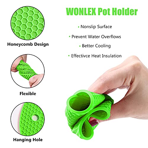 Image of Countertop Protector Heat Resistant Trivets for Hot Pots and Pans - Non-Slip Insulated Heat Pads for Kitchen Counter Green Pack of 4