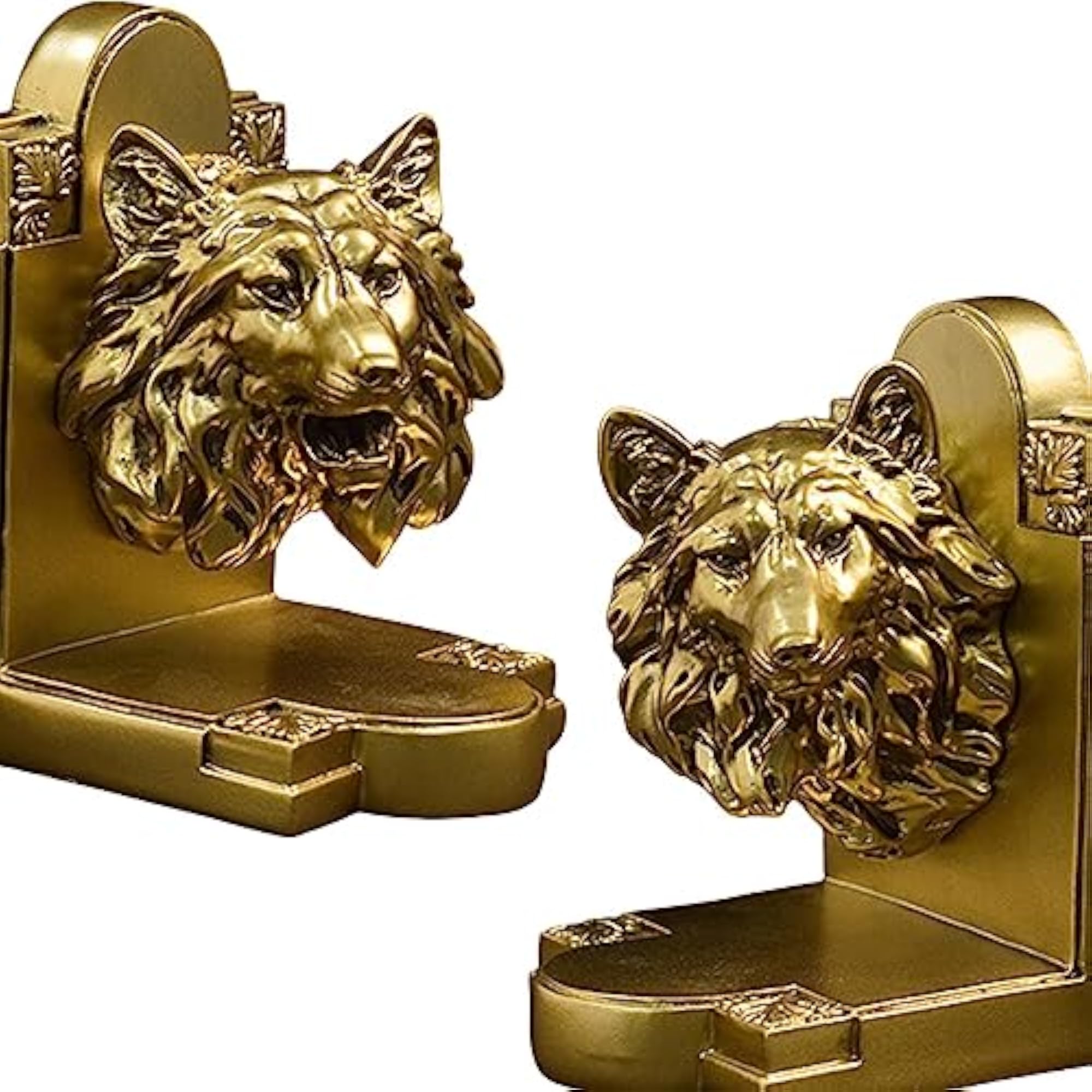 Decorative Bookends for Heavy Books, Wolf Design