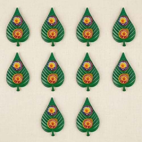 LOVENSPIRE Decorative Leaf Haldi Kumkum Packets for Pooja Thali - Wedding & Housewarming Favors Festival Items & Indian Return Gifts Pack of 10