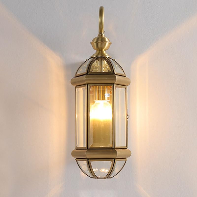 Lanterne murale extérieure de villa en métal noir et verre au style minimaliste épuré