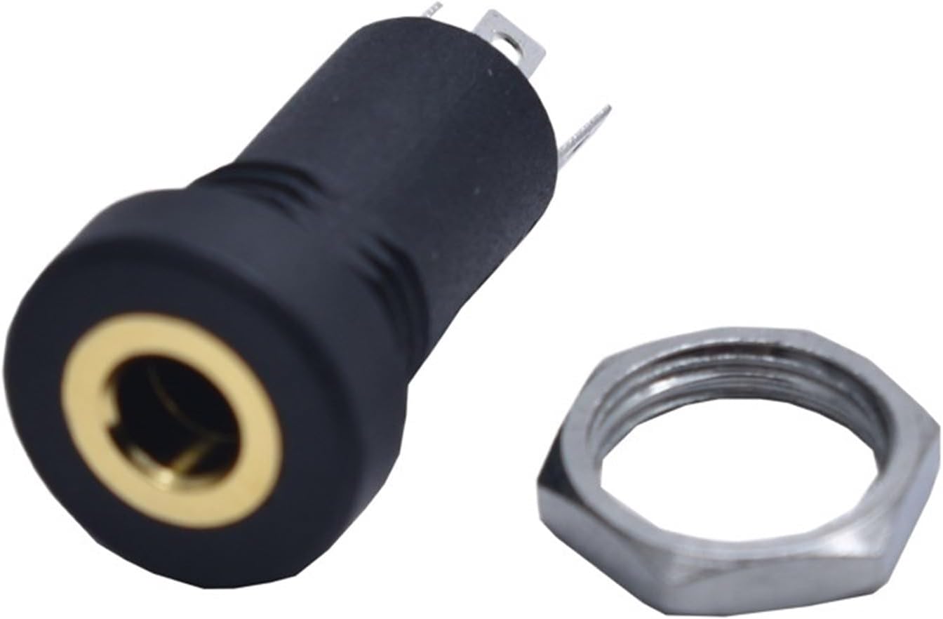 2/5/10PCS 3.5mm Audio Socket 4 Pole Black Panel Mount Gold Plated with Nuts Socket(10pcs)
